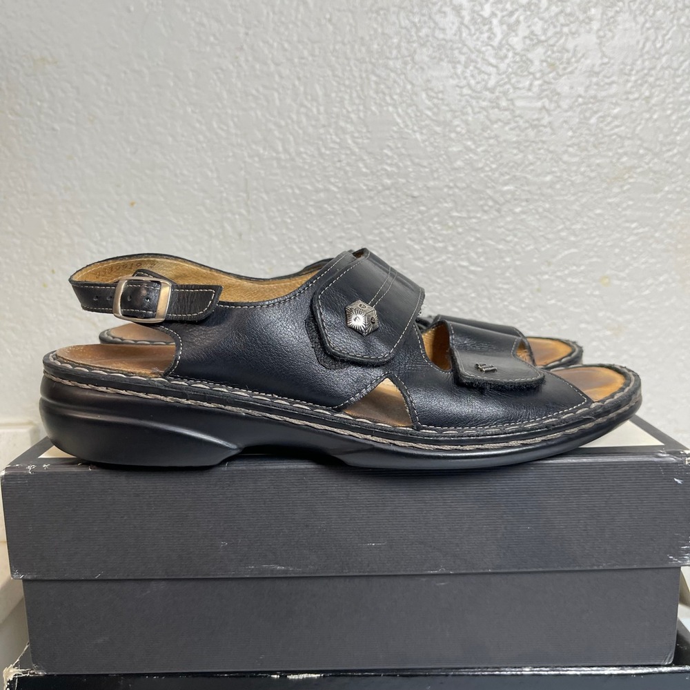 Finn Comfort Gomera Black Leather Slingback Comfort Sandals‎ Women 43 EU/11.5 US